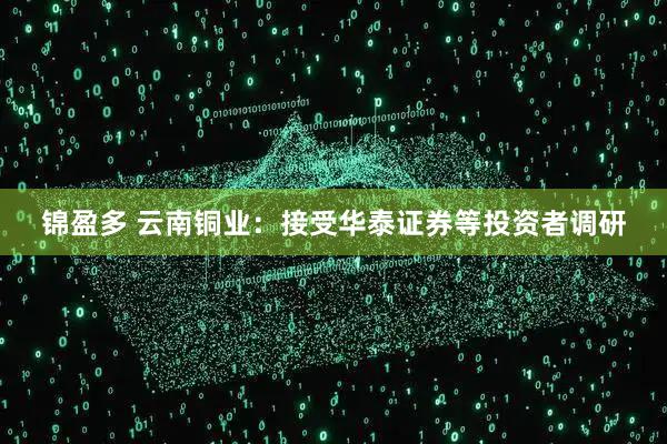 锦盈多 云南铜业：接受华泰证券等投资者调研
