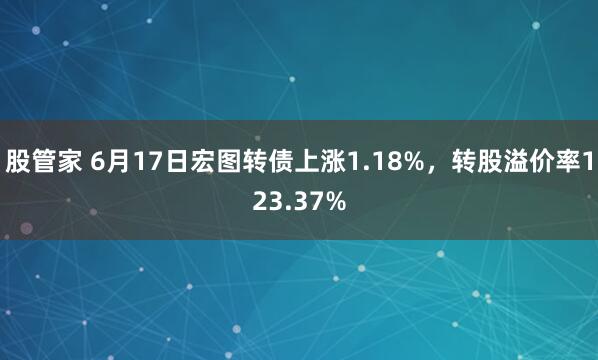 股管家 6月17日宏图转债上涨1.18%，转股溢价率123.37%