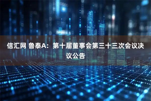 信汇网 鲁泰A：第十届董事会第三十三次会议决议公告