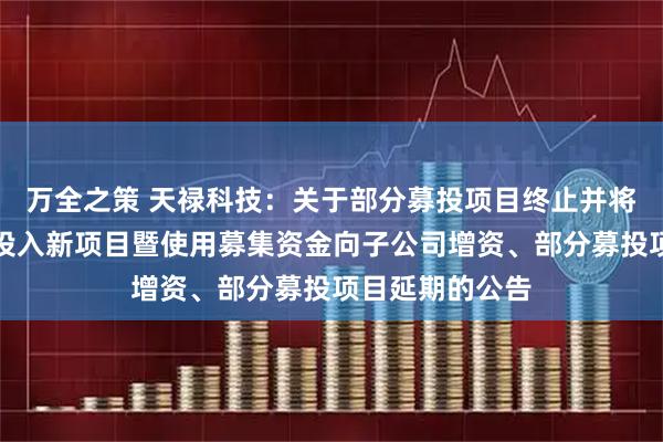 万全之策 天禄科技：关于部分募投项目终止并将剩余募集资金投入新项目暨使用募集资金向子公司增资、部分募投项目延期的公告